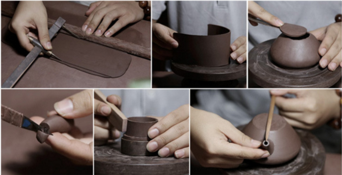 Personalized Yixing Zisha Teapot Handmade Purple Clay Tea Cup Black Color